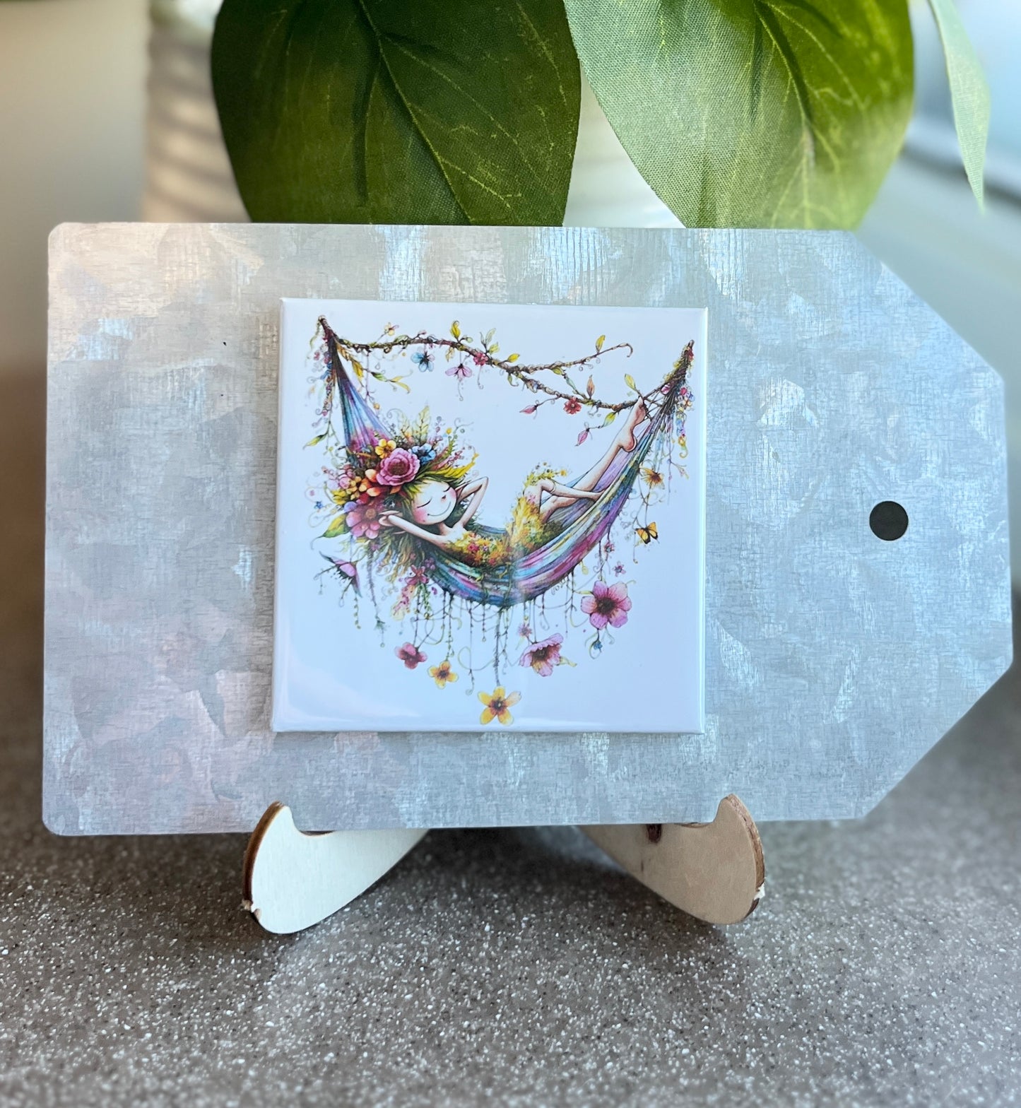 Spring Fairy in Hammock 2.5" Square Magnet