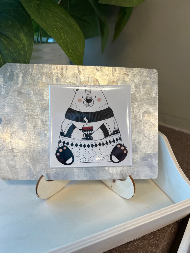 Polar Bear in Sweater 2.5" Square Magnet