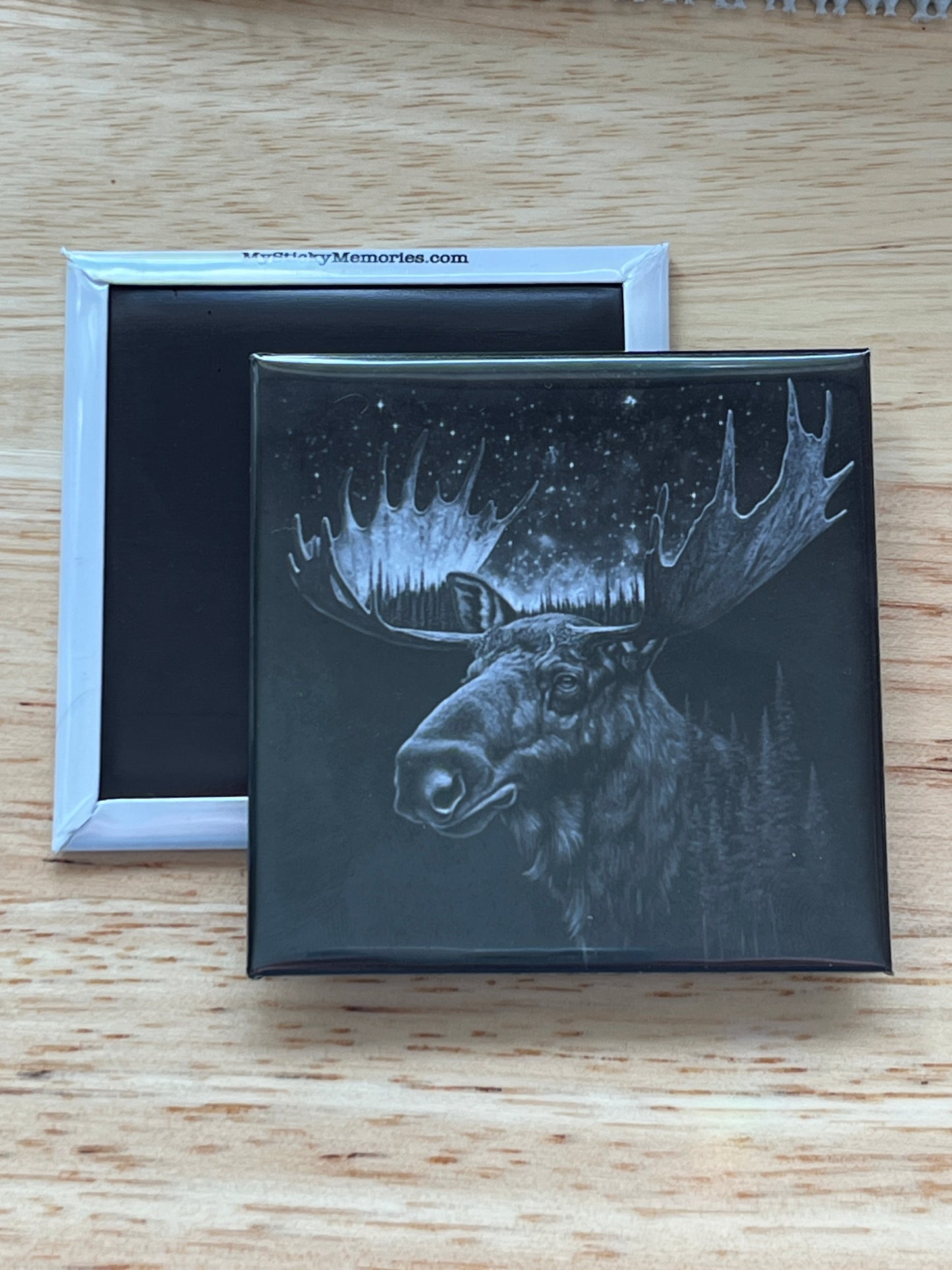 Moose Black & White Art Magnet 2.5" Magnet