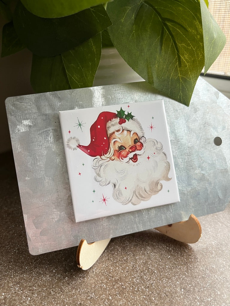 Retro Santa 2.5" Square Magnet
