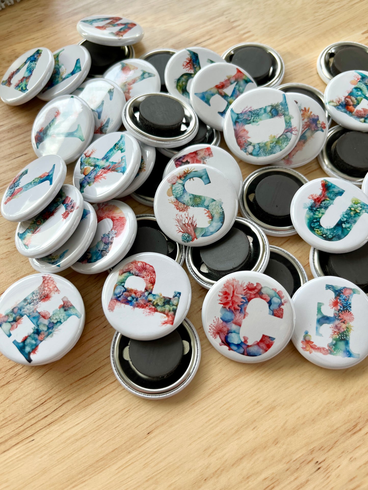 Coral Alphabet 1.25" Magnet Set 🪸