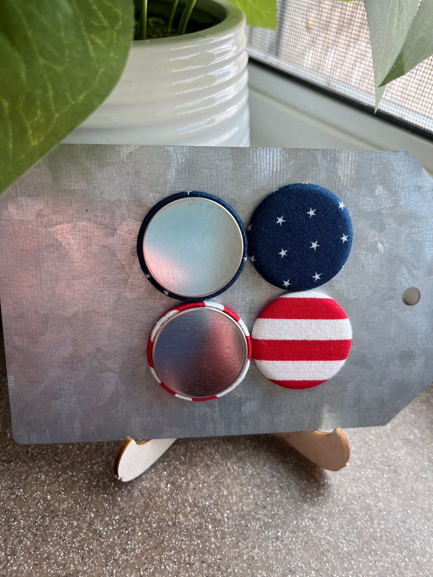 Stars and Stripes 1.25" Fabric Magnet Set of Four