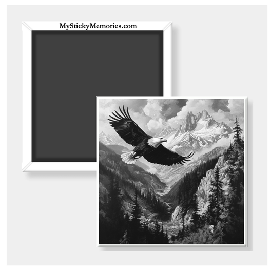 Bald Eagle Black & White Art 2.5" Square Magnet