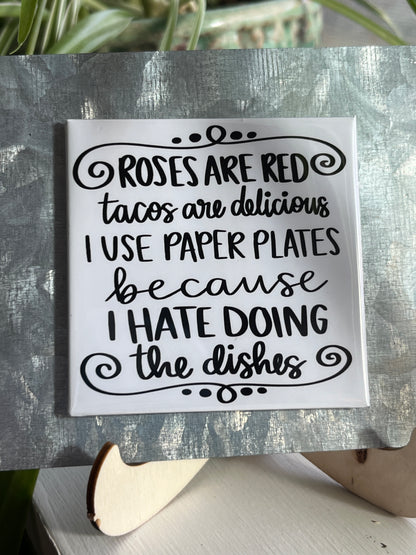 Roses Are Red Tacos Are Delicious 2.5" Square Magnet