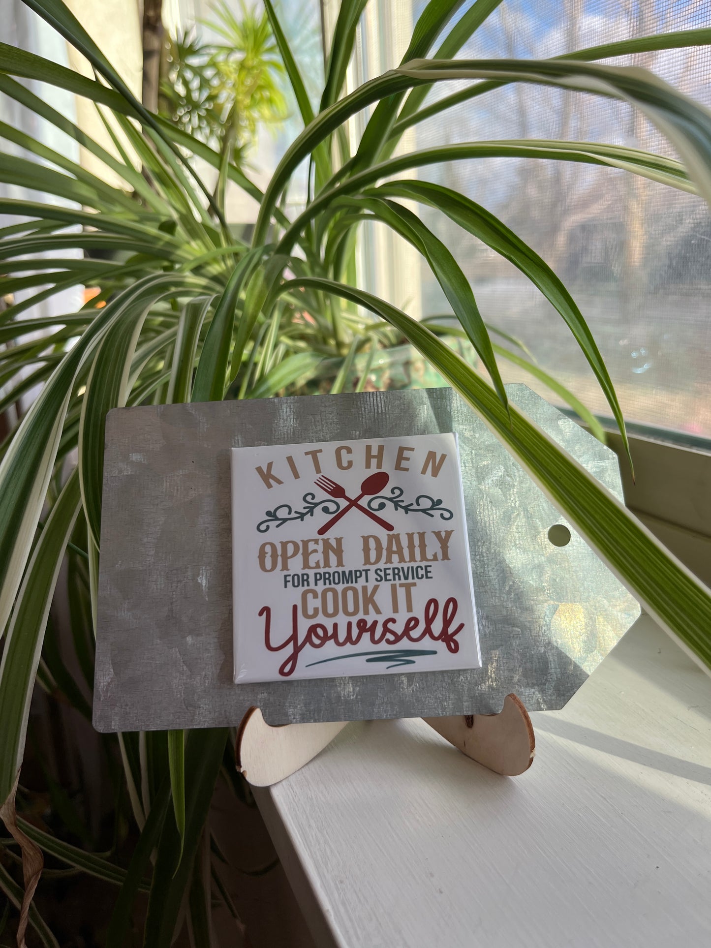 Kitchen Open Daily 2.5" Square Magnet