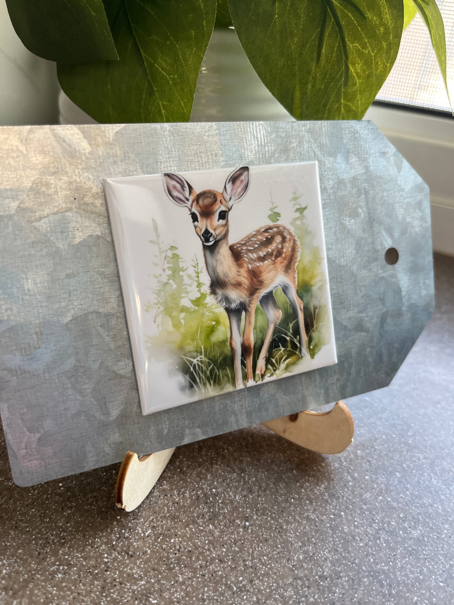 Watercolor Baby Deer Art 2.5" Square Magnet