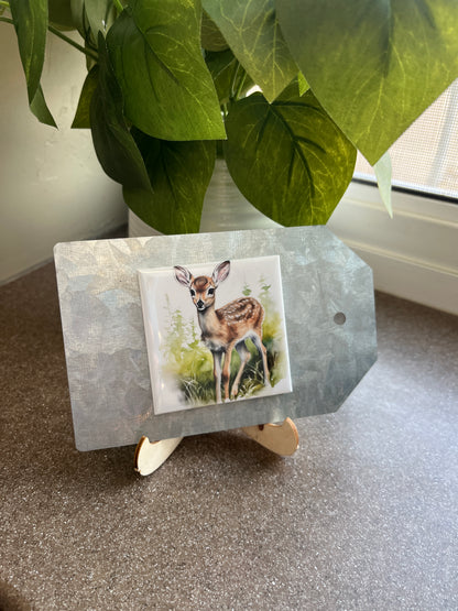 Watercolor Baby Deer Art 2.5" Square Magnet