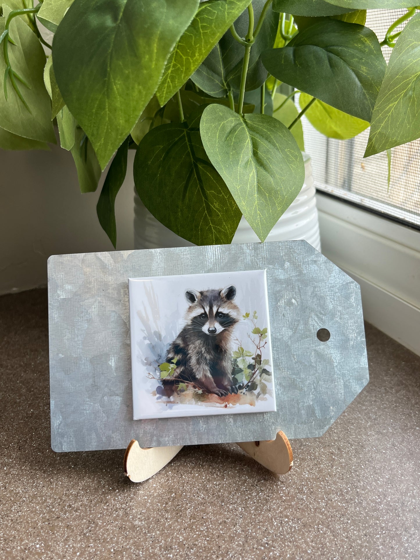 Watercolor Raccoon Art 2.5" Square Magnet