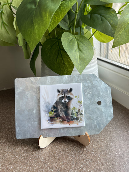Watercolor Raccoon Art 2.5" Square Magnet