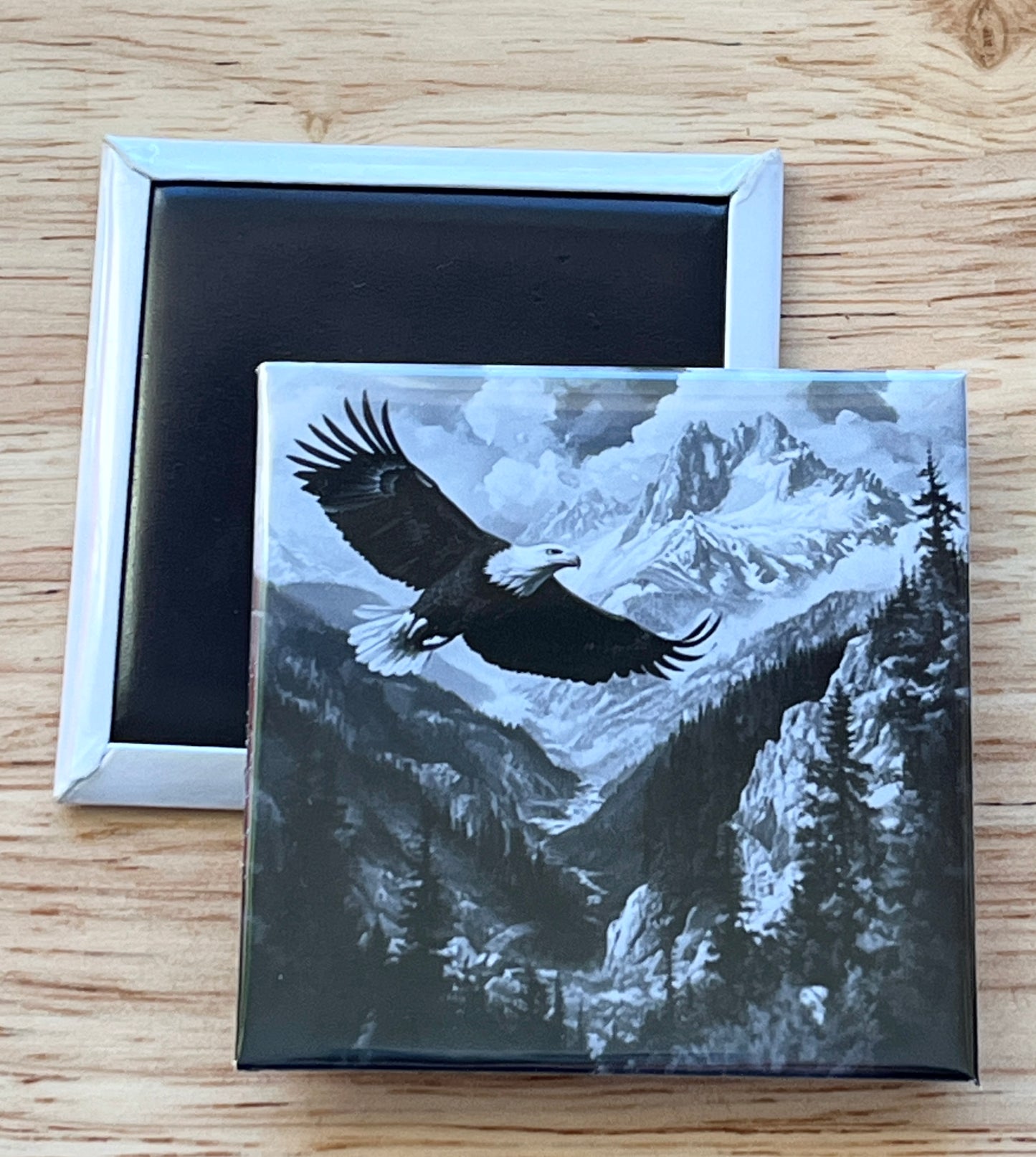 Bald Eagle Black & White Art 2.5" Square Magnet
