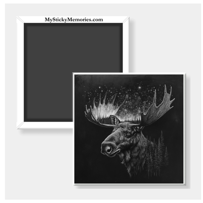 Moose Black & White Art Magnet 2.5" Magnet