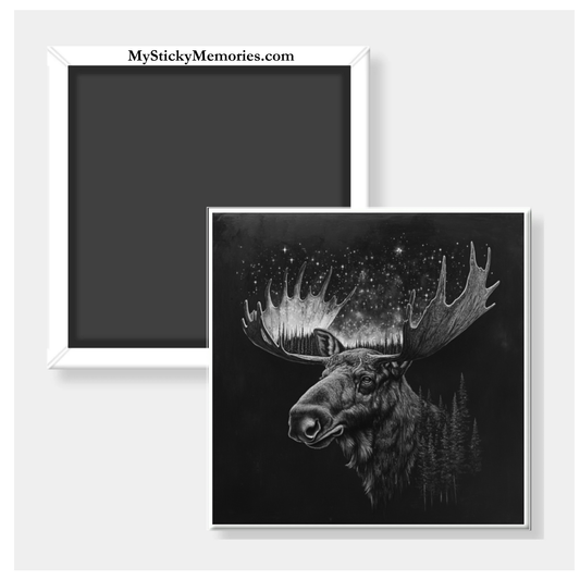 Moose Black & White Art Magnet 2.5" Magnet