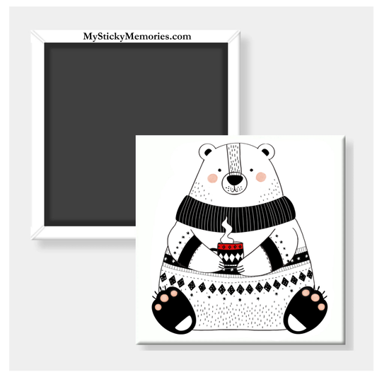 Polar Bear in Sweater 2.5" Square Magnet