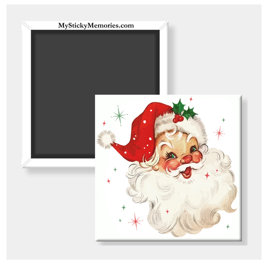 Retro Santa 2.5" Square Magnet