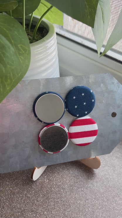 Stars and Stripes 1.25" Fabric Magnet Set of Four